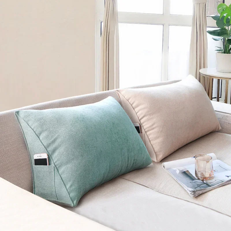 Window Cushion Bedside Large Bed Backrest Pillow Sofa Triangle Cushion with Pocket Garden Swing Beach Chair Pad